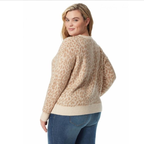 Jessica Simpson Women's Tan Leopard Sweater Sz XL Oversized NWT - Picture 4 of 9